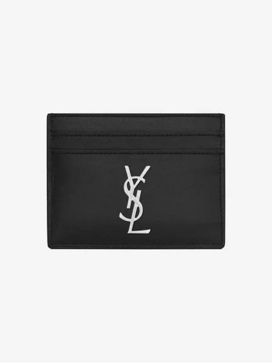 Monogram Card Case in Smooth Leather Black - SAINT LAURENT - BALAAN 2