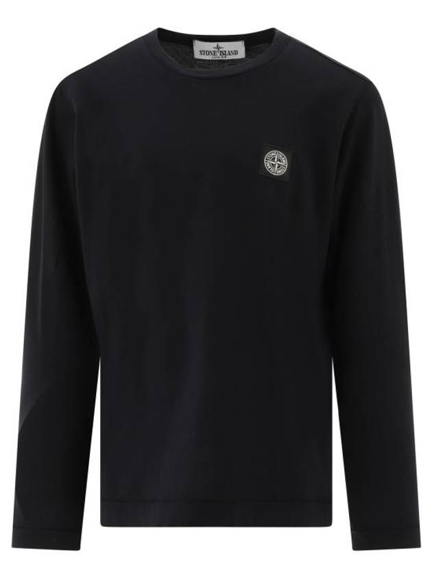 Kids Cotton Jersey Long Sleeve T-Shirt Black - STONE ISLAND - BALAAN 1