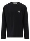 Kids Cotton Jersey Long Sleeve T-Shirt Black - STONE ISLAND - BALAAN 1