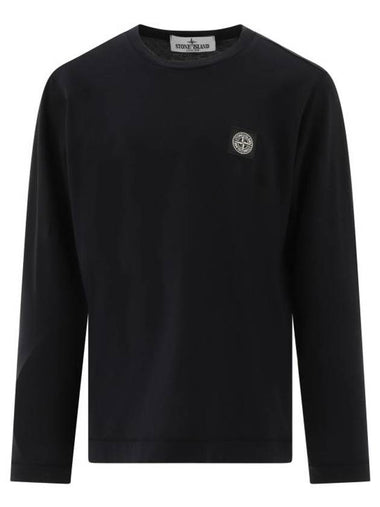 Kids Cotton Jersey Long Sleeve T-Shirt Black - STONE ISLAND - BALAAN 1