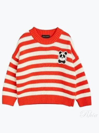 Panda Kids Knitwear Knit Sweater Relaxed Fit 2312010342 RED - MINI RODINI - BALAAN 1