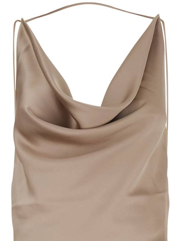 'Vera' Beige Long Dress With Cowl Neck And Open Back In Tech Fabric Woman - ANDAMANE - BALAAN 3