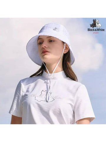 Women s seersucker bucket hat 8624LZSP WHITE - BLACK&WHITE - BALAAN 1