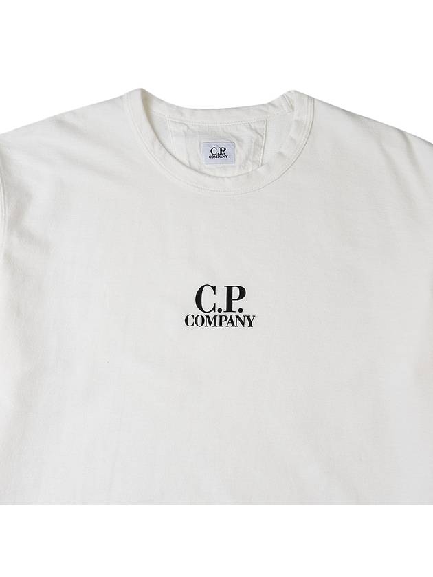 Men's Logo Print Crew Neck Cotton Short Sleeve T-Shirt White - CP COMPANY - BALAAN 4