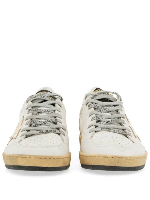 Women's Ballstar Leather Upper Laminate Star Heel Tab Low Top Sneakers Milk Gold - GOLDEN GOOSE - BALAAN 5