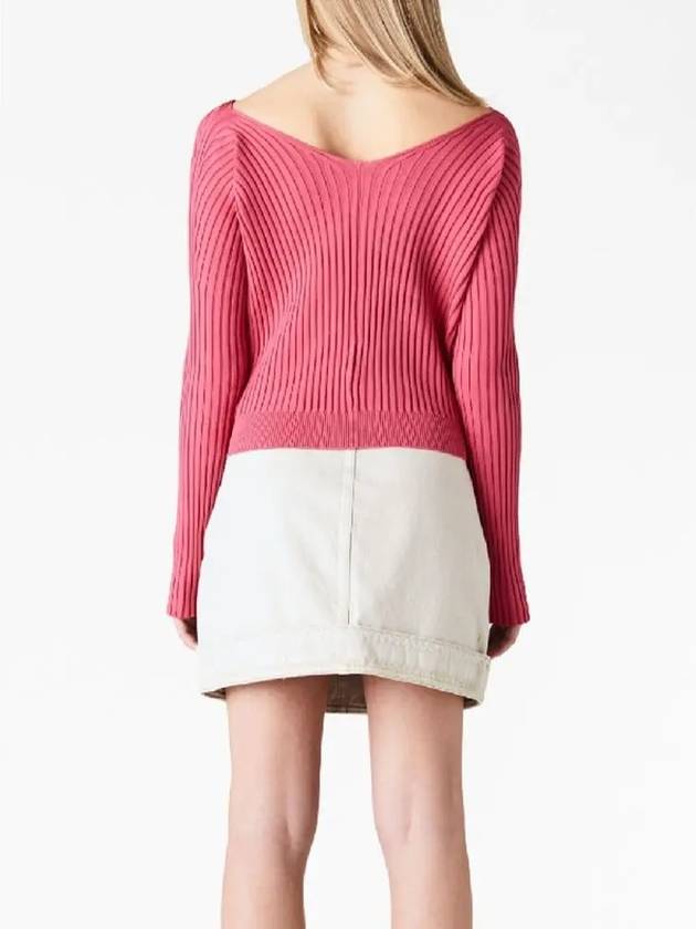 La Maille Pralu Longue Micro Charm Logo Cardigan Pink - JACQUEMUS - BALAAN 3