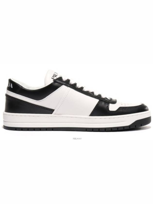 Downtown Perforated Leather Low Top Sneakers White Black - PRADA - BALAAN 4