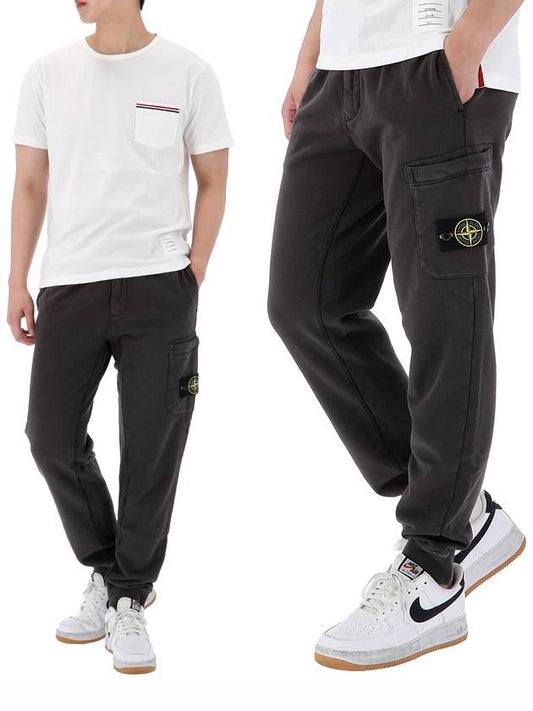 Compass Patch Cotton Jersey Track Pants Dark Grey - STONE ISLAND - BALAAN 2