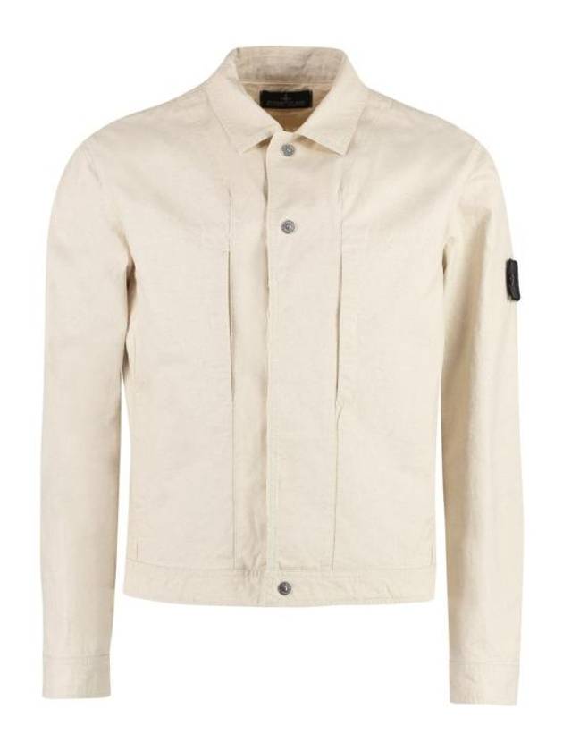 Shadow Project Cotton Hemp Plated TC Trucker Jacket Ivory - STONE ISLAND - BALAAN 1