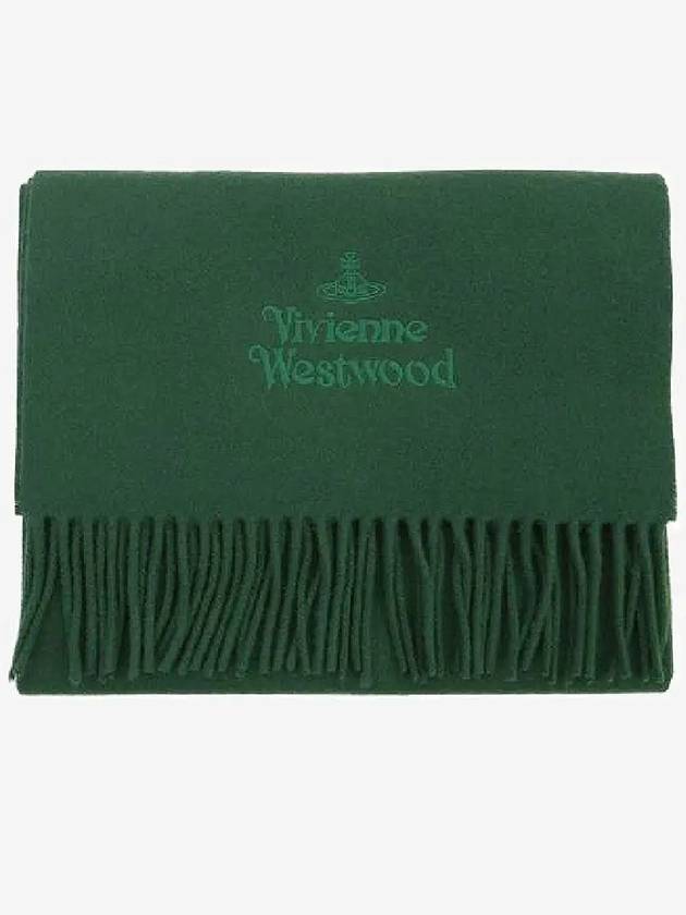 Logo Wool Fringe Muffler Anthracite Green - VIVIENNE WESTWOOD - BALAAN 3