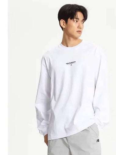 NBNDE41803 UNI ESS lettering long sleeve t shirt white - NEW BALANCE - BALAAN 1