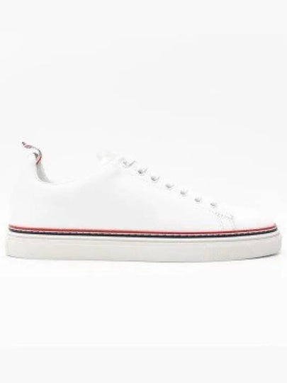 Tennis Vitello Calf Leather Low Top Sneakers White - THOM BROWNE - BALAAN 2