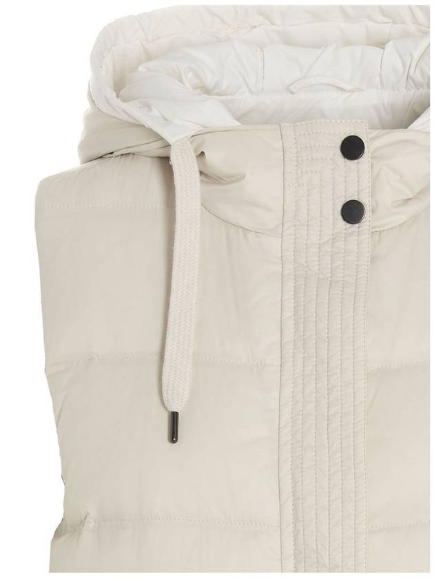 Women's Hooded Puffer Vest White - BRUNELLO CUCINELLI - BALAAN 4