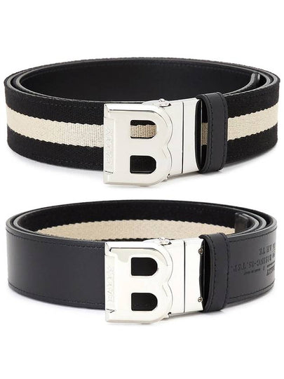 Unisex B Buckle Reversible Belt Black White - BALLY - BALAAN 2