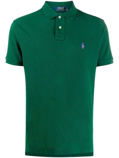 Men's Purple Embroidery Logo Short Sleeve PK Shirt Deep Green - POLO RALPH LAUREN - BALAAN 2