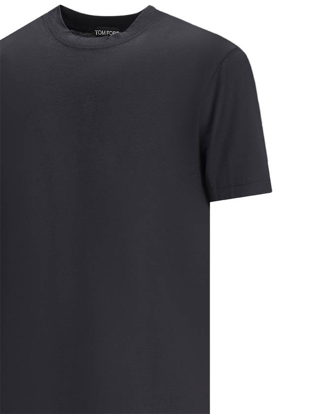 Men's Lyocell Round Neck Cotton Short Sleeve T-Shirt Black - TOM FORD - BALAAN 4