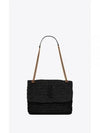 Nikki Chain Midium Raffia Leather Shoulder Bag Black - SAINT LAURENT - BALAAN 2