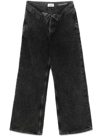 Amish Black Cotton Roll-Up Jeans - AMISH - BALAAN 1