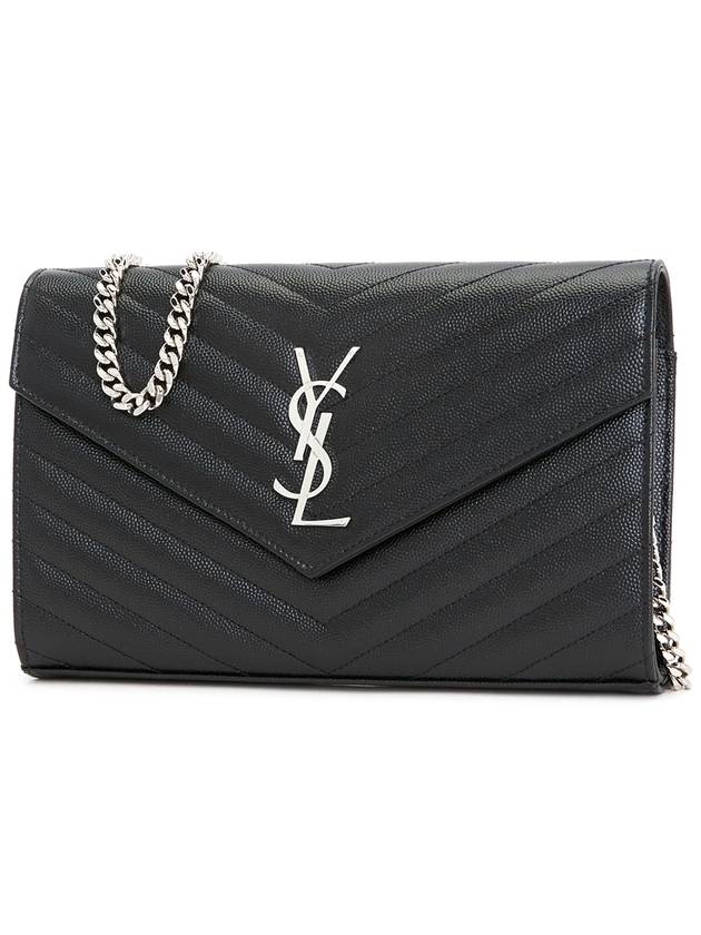 Cassandre Matelasse Chain Cross Bag In Grain de Poudre Embossed Leather Black - SAINT LAURENT - BALAAN 3