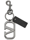 V Logo Signature Key Ring Silver Brown - VALENTINO - BALAAN 3