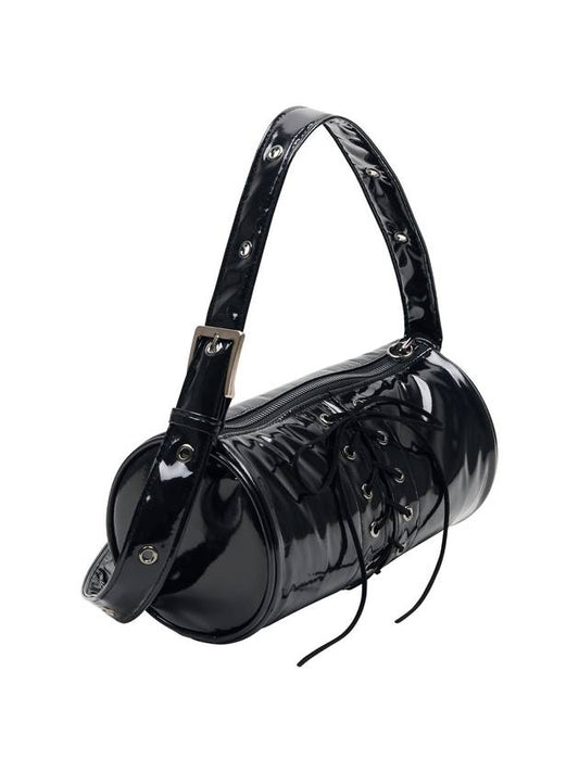 2WAY BELTED STRAP BARREL BAG SMALL_GLOSSY BLACK - DON’T ASK MY PLAN - BALAAN 1