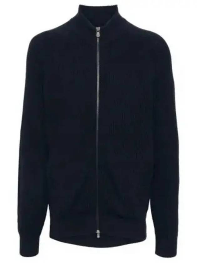 Ribbed Cotton Full-Zip Cardigan Navy - BRUNELLO CUCINELLI - BALAAN 2