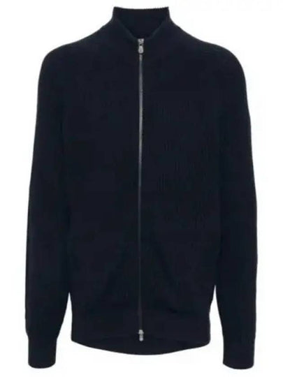 Ribbed Cotton Full-Zip Cardigan Navy - BRUNELLO CUCINELLI - BALAAN 2