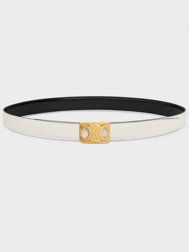 Medium reversible frame Triomphe belt Taurillon natural calfskin black white cotton - CELINE - BALAAN 5