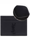 Monogram Caviar Leather Card Wallet Black - SAINT LAURENT - BALAAN 3