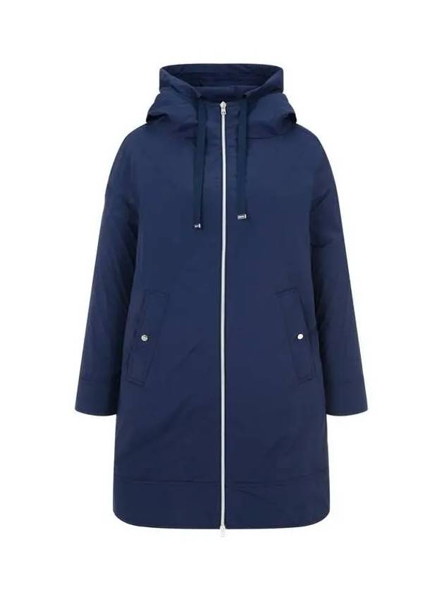 Women s Stretch Nylon Hooded Zip up Coat Navy 270162 - HERNO - BALAAN 1