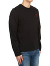 Chain Stitch Heart Logo Long Sleeve T-Shirt Black - AMI - BALAAN 4