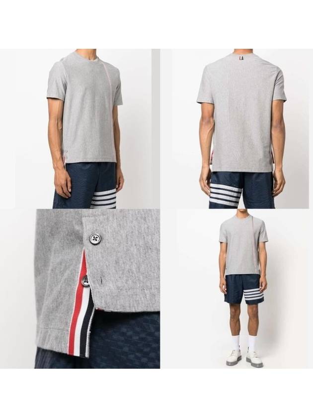 RWB Stripe Cotton Short Sleeve T-shirt Grey - THOM BROWNE - BALAAN 8