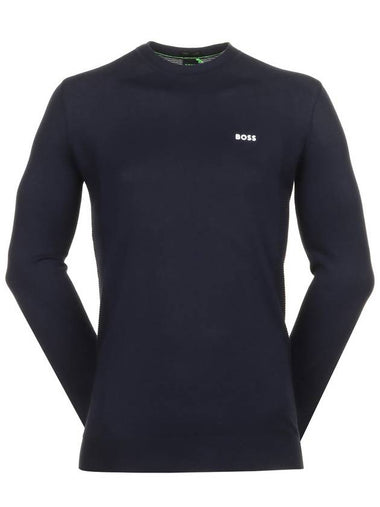 Momentum Lite Crew Neck Long Sleeve T-Shirt Navy - HUGO BOSS - BALAAN 1