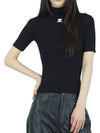 Reedition Knit Short Sleeve Turtle Neck Black - COURREGES - BALAAN 2