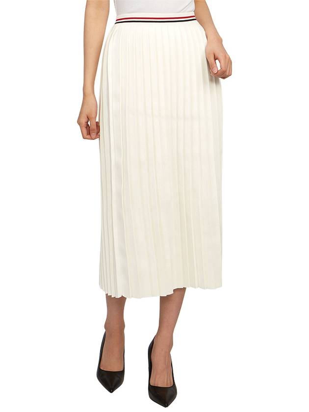 Cotton Stripe Pleated Skirt White - THOM BROWNE - BALAAN 6