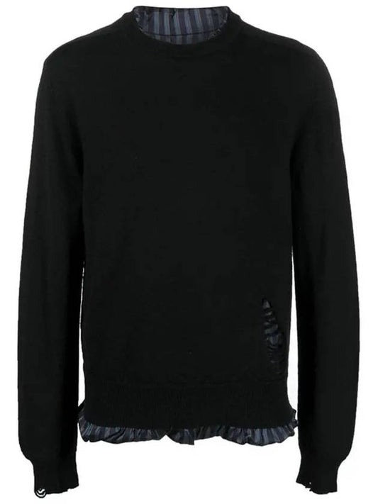 Men's Layered Striped Wool Knit Top Black - MAISON MARGIELA - BALAAN 2