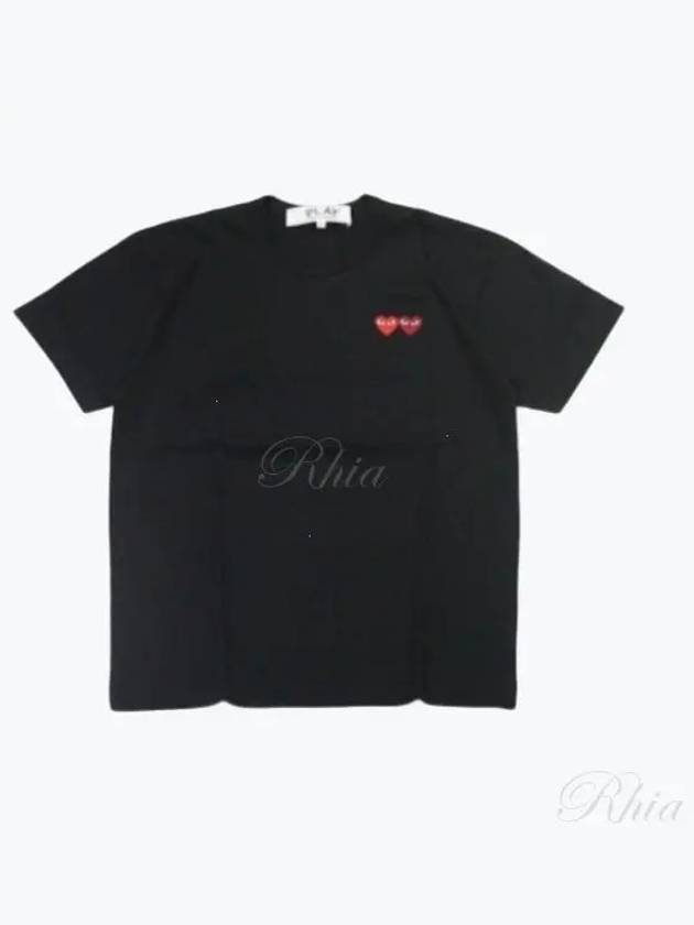 P1T226 1 AX T226 051 Play Double Red Heart Waffen Men s Short Sleeve T Shirt - COMME DES GARCONS - BALAAN 1