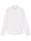 Men's Big Heart Embroidered Logo Oxford Long Sleeve Shirt White - AMI - BALAAN 2