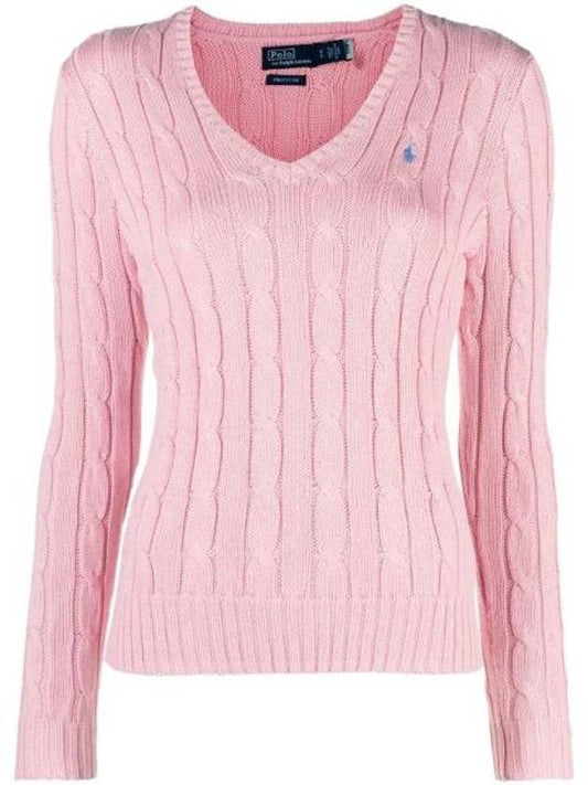 Women's Embroidered Logo Knit Top Pink - POLO RALPH LAUREN - BALAAN 1