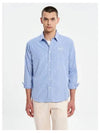 Handwriting Casual Striped Long Sleeve Shirt Sky Blue - MAISON KITSUNE - BALAAN 2