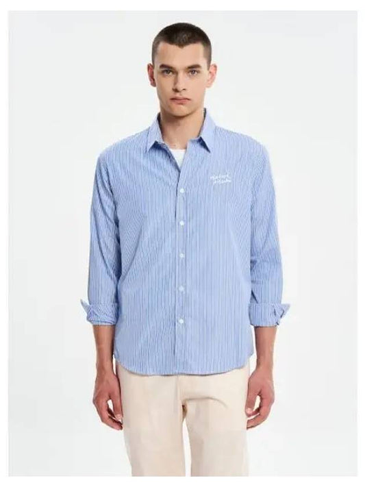 Men s Casual Striped Shirt Blouse Southern Sky Blue Domestic Product - MAISON KITSUNE - BALAAN 1