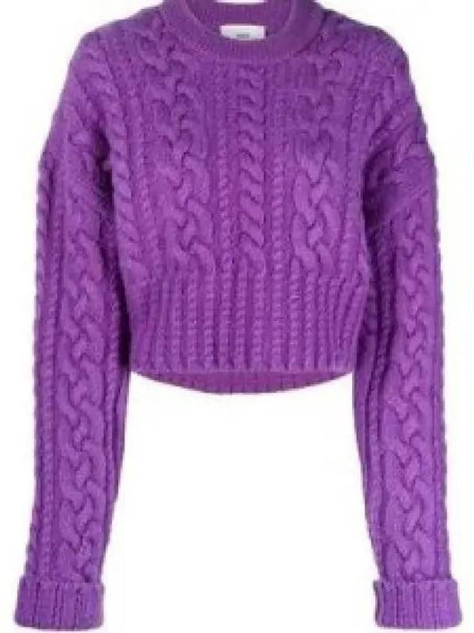 Cable Wool Knit Top Purple - AMI - BALAAN 2