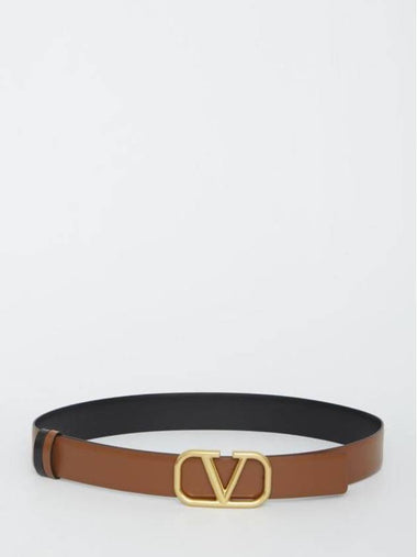 V Logo Signature Reversible Belt Brown - VALENTINO - BALAAN 1