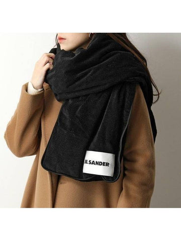 Corduroy muffler black JPPT590194 Can be used as a shawl - JIL SANDER - BALAAN 1