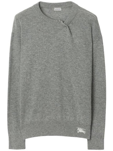 Logo Crew Neck Cashmere Knit Top Light Grey Melange - BURBERRY - BALAAN 1