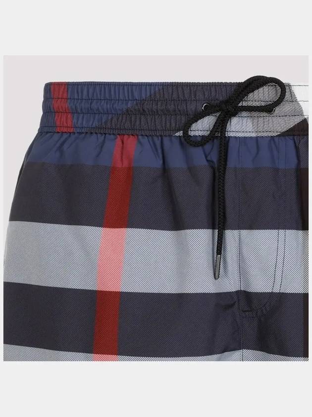 Men's Check Drawstring Swim Shorts Carbon Blue - BURBERRY - BALAAN 4