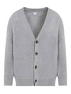 Intrecciato Leather Patch Cardigan Light Grey Melange - BOTTEGA VENETA - BALAAN 2