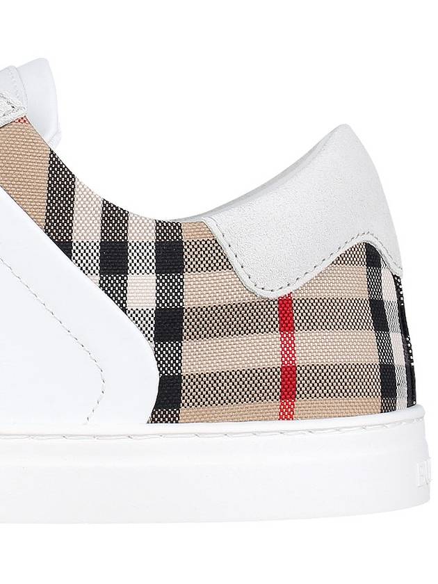 Check Leather Suede Sneakers Natural White Archive Beige - BURBERRY - BALAAN 7