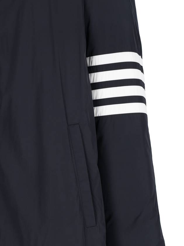 Men's 4 Bar Poly Twill Hooded Parka Navy - THOM BROWNE - BALAAN 5