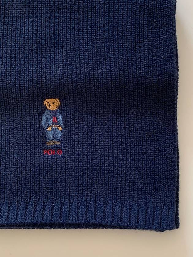 Women Men Bear Scarf Embroidery Knit Muffler Navy PC1269 433 - POLO RALPH LAUREN - BALAAN 3